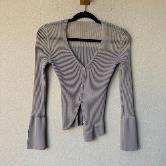 Jacquemus Le Cardigan Tordu Ribbed Knit Cardigan in Grey Size S - Picture 2 of 5
